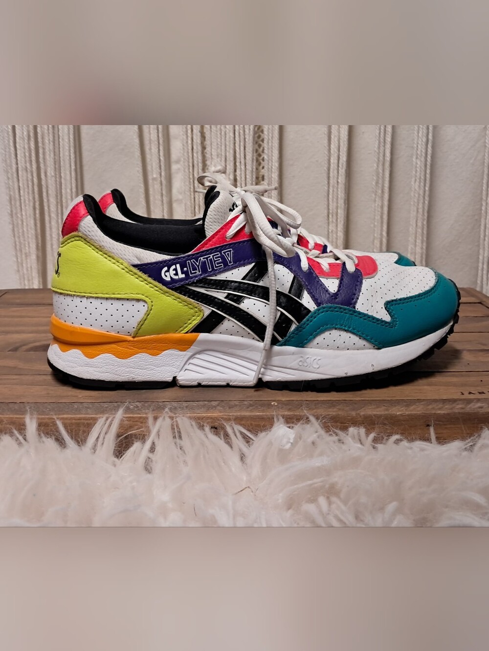 ASICS Gel-Lyte V White Multi-Color Sneaker Size 7.5 - Picture 7 of 8